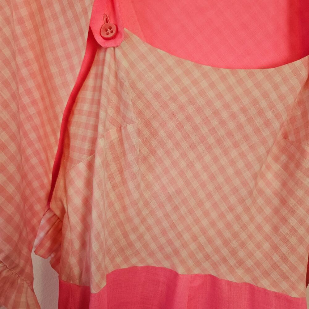 Vintage Handmade Dress & Shawl M? L? Pink Gingham‎ Midi - Picture 6 of 14